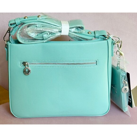 Valentino Orlandi Embossed Teal Vegan Leather Crossbody Bag w/ Wallet NWT - Picture 5 of 6